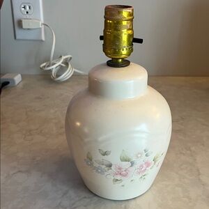 Vintage 80s Pfaltzgraff Tea Rose Small Lamp Pink & Blue Floral No Shades